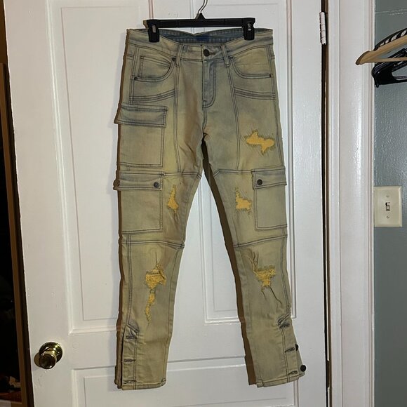 Unworn Politics Cargo Adjustable Stretch Stacked Jeans - Picture 6 of 7